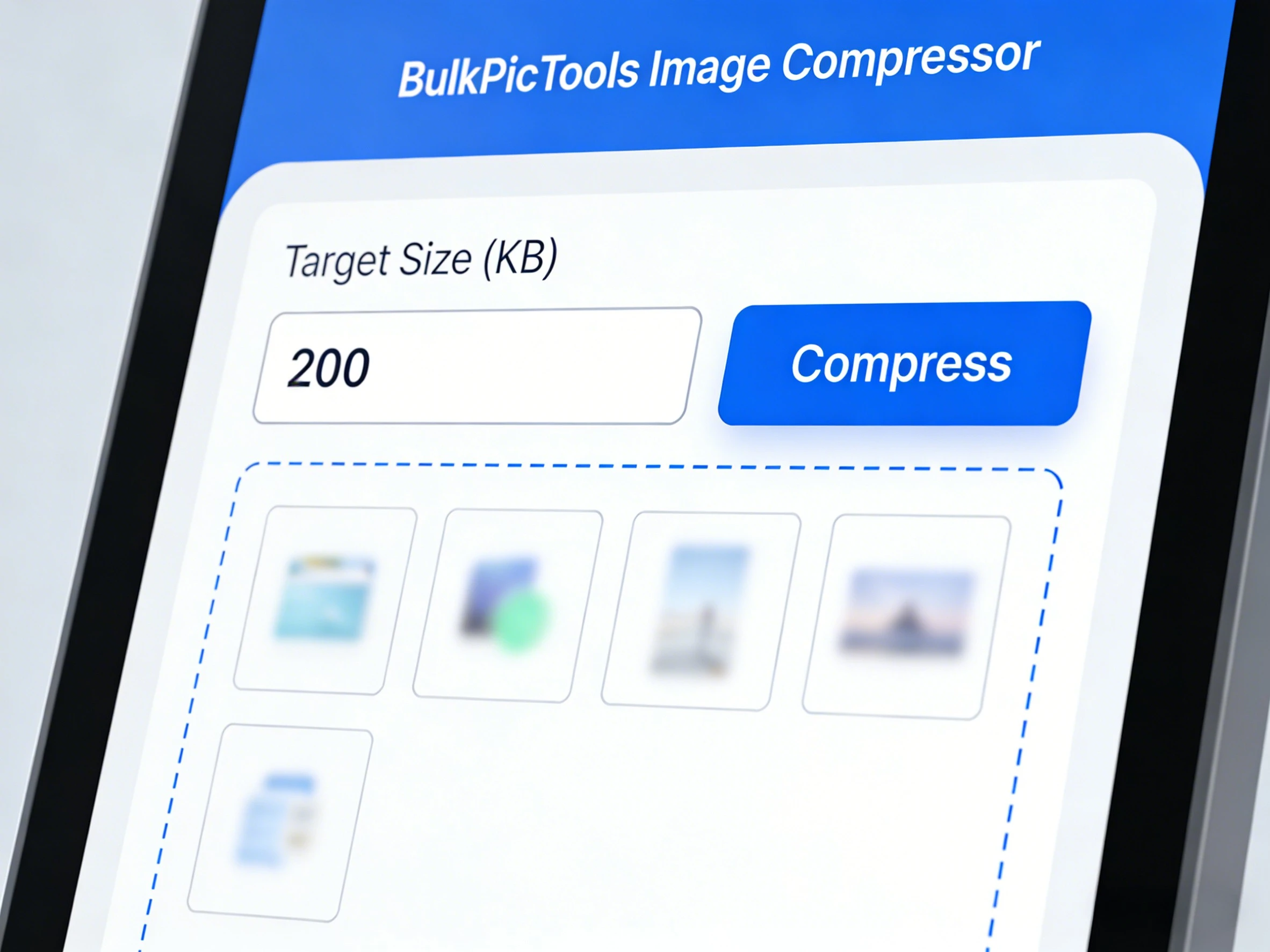 BulkPicTools interface showing target size input