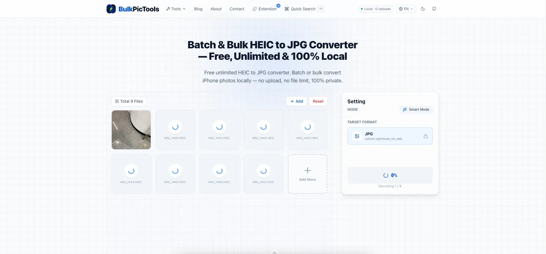 Drag and drop HEIC files into BulkPicTools converter