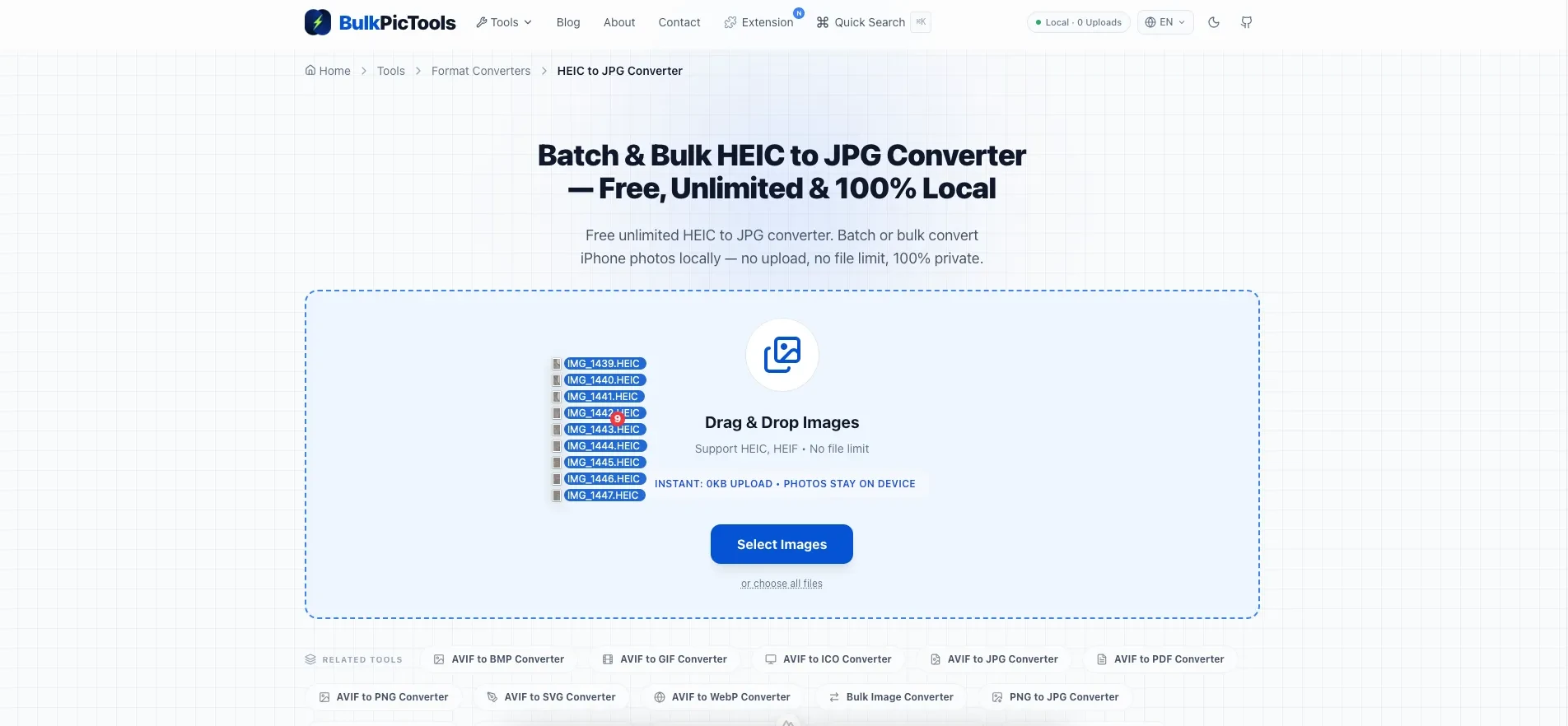 Bulk convert HEIC to JPG on Mac — drag and drop in Safari