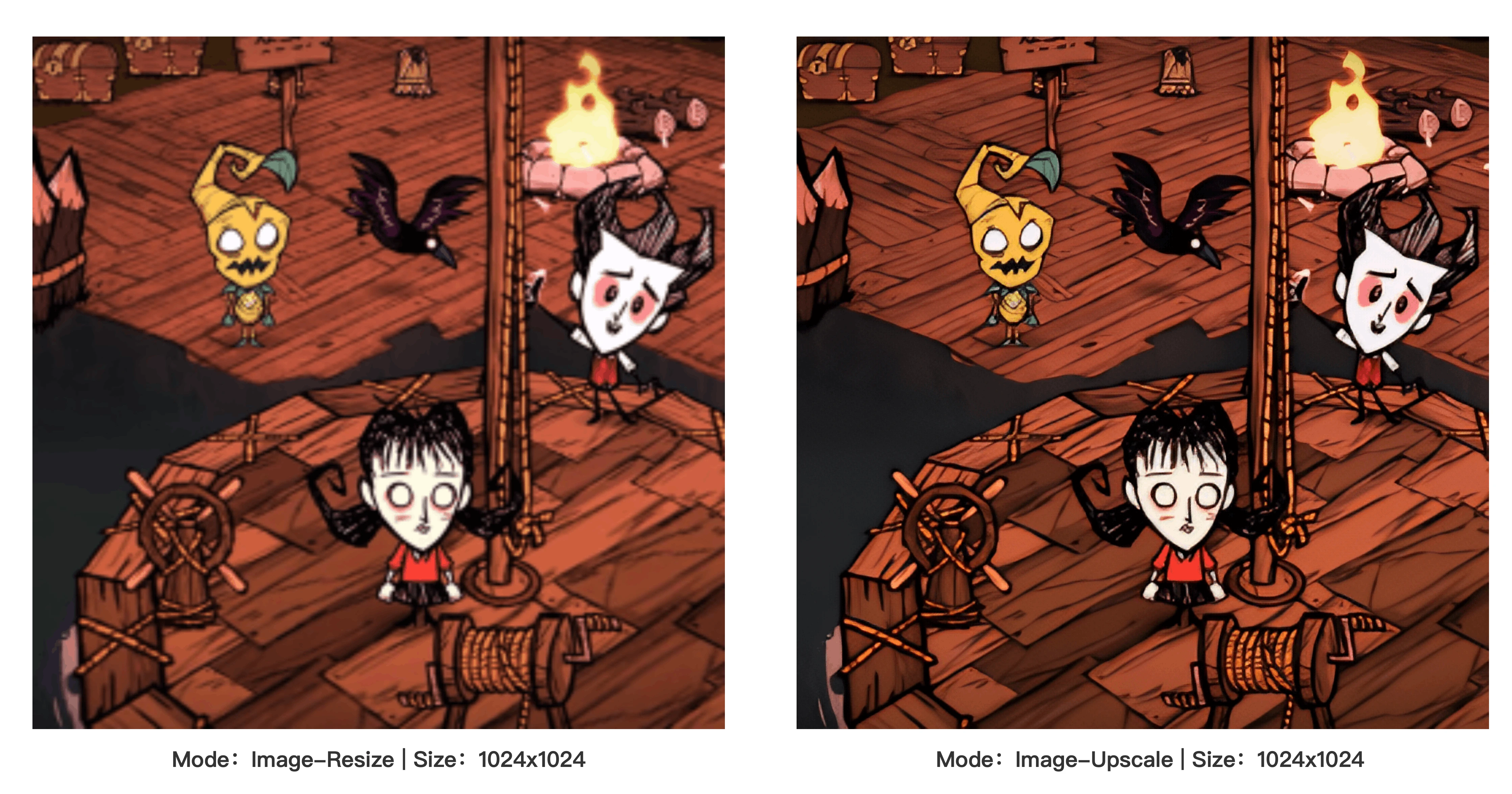 Left: traditional resize. Right: AI upscale with SPAN model.